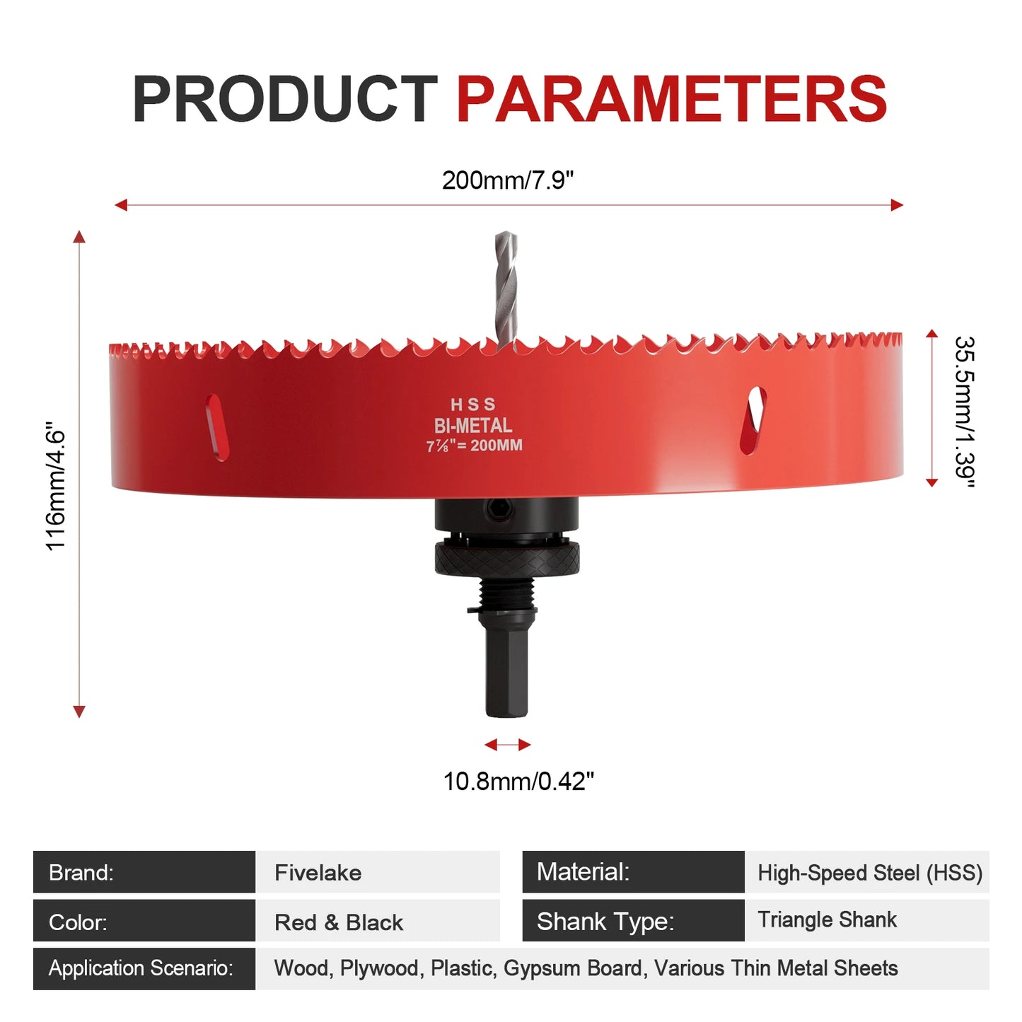 1pcs M42 20mm-200mm Adjustable Hole Saw Drill Bit for Metal, Wood, Gypsum Board - Durable Cutting Tool for Various DIY Projects