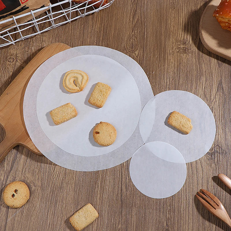 50Pcs Circle Parchment Paper Baking Oiled Paper  Multifunction Liner BBQ Oven Patty Hamburger Paper Steamer Liners Baking Tool