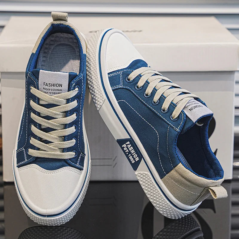 Mens Breathable Canvas Skate Shoes Soft Sole Casual Sneakers Trendy Versatile Lightweight Non-Slip Slip-On Sports Footwear 37-48