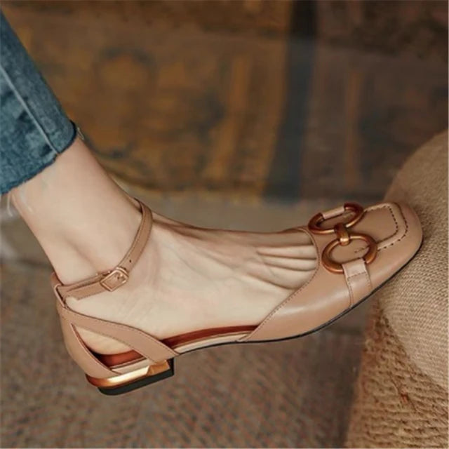 Fashion Women Sandals Elegant Casual Shoes for Woman 2022 Slip On Ladies Flats Office Party Square Heels Sandals Zapatos Mujer