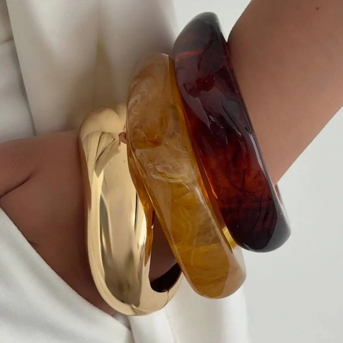 3 Styles Boho Punk Resin Plastic Wide Bangles for Women Fashion Statement Hip Hop Charm Bracelets Grunge Jewelry Gift