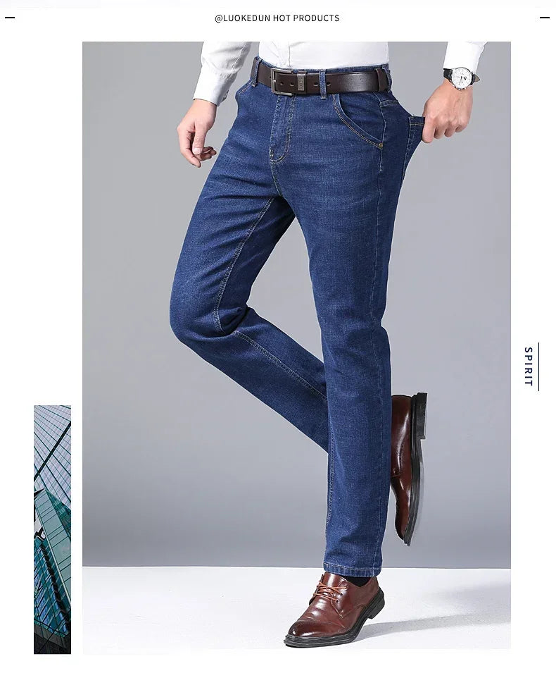 2025 Men's New Men's Fashion Casual Jeans Classic Style Casual Stretch Slim Fit Jeans Men's Denim Pants Black Blue Men's Style
