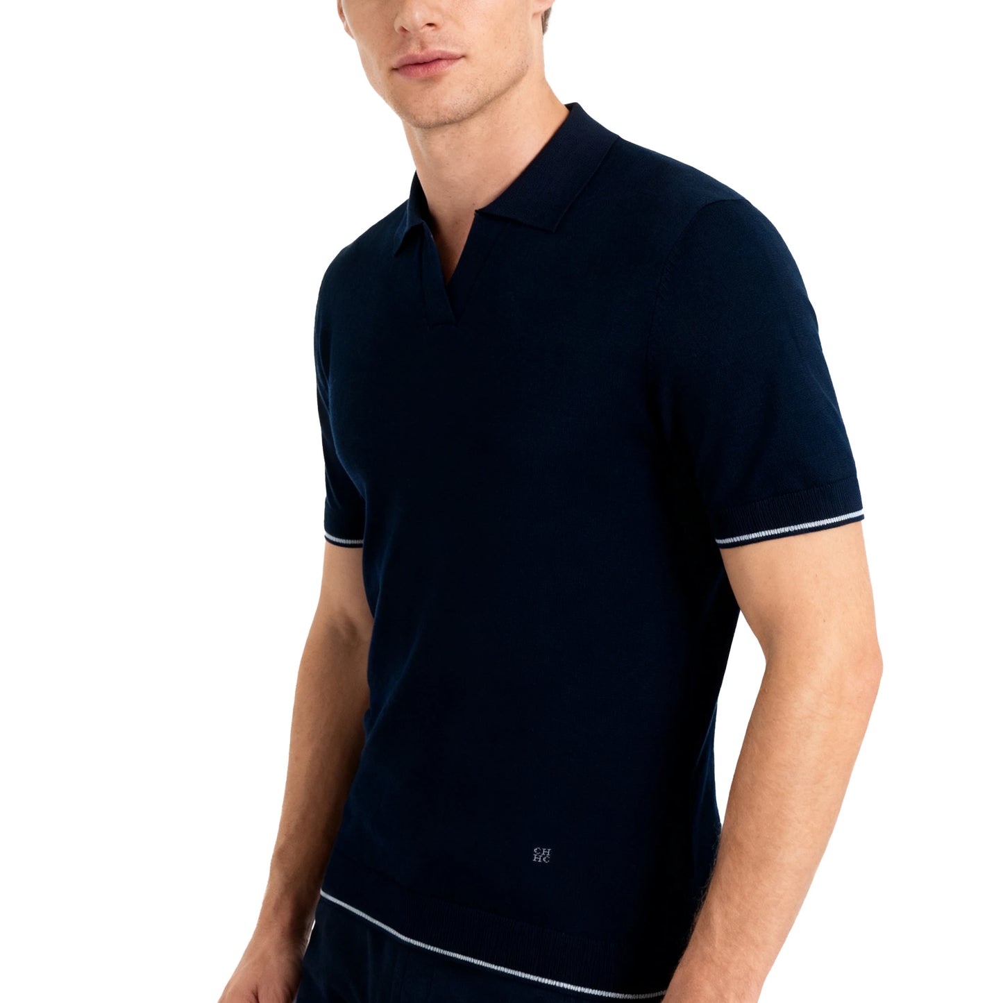 CHCH Stripe Knit Polo Men's Shirts Summer New Slim Solid Color Breathable Turn-Down Collar Business Short Sleeve Polo Tops