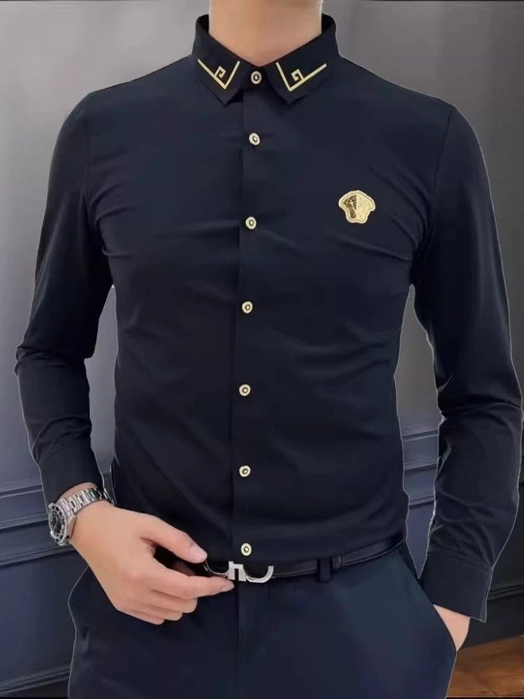 New Men's Slim Fit Long Sleeve Button Down Dress Shirt White Business Casual Lightweight High End
