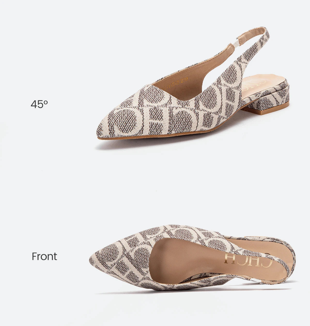 Classic Style Fashion Women's Heeled Single Shoes Wear Comfortable Letter Print Design Retro Versatile