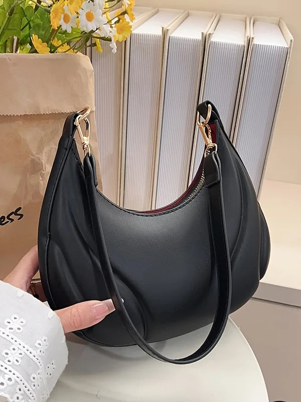 Women's French Handbag Shoulder Bag Textured Crossbody Bag Zipper Closure & Adjustable Strap Versatile for Work, Casual & Travel