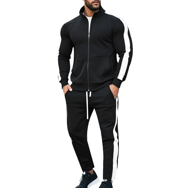 Casual Tracksuits Mens Autumn Fashion Side Striped Jackets And Pants Two Piece Sets For Men Sports Fitness Sweatsuits Streetwear