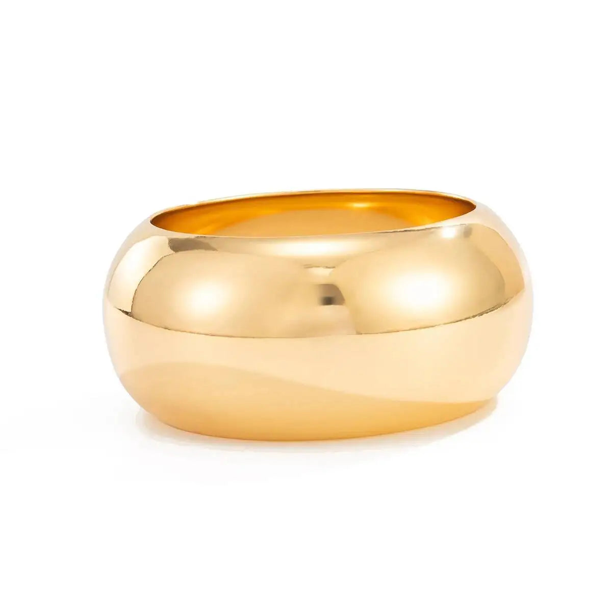 KunJoe Punk Smooth Metal Big Round Chunky Bangles for Women Exaggerated Geometry Glossy Wide Bracelet Party Wedding Hand Jewelry