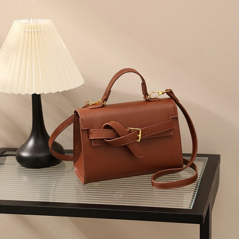 Classic Black Handbag Brand Bag Women Solid Small Pu Leather Crossbody Bag With Short Handle High End Sac A Main Designer Bosas