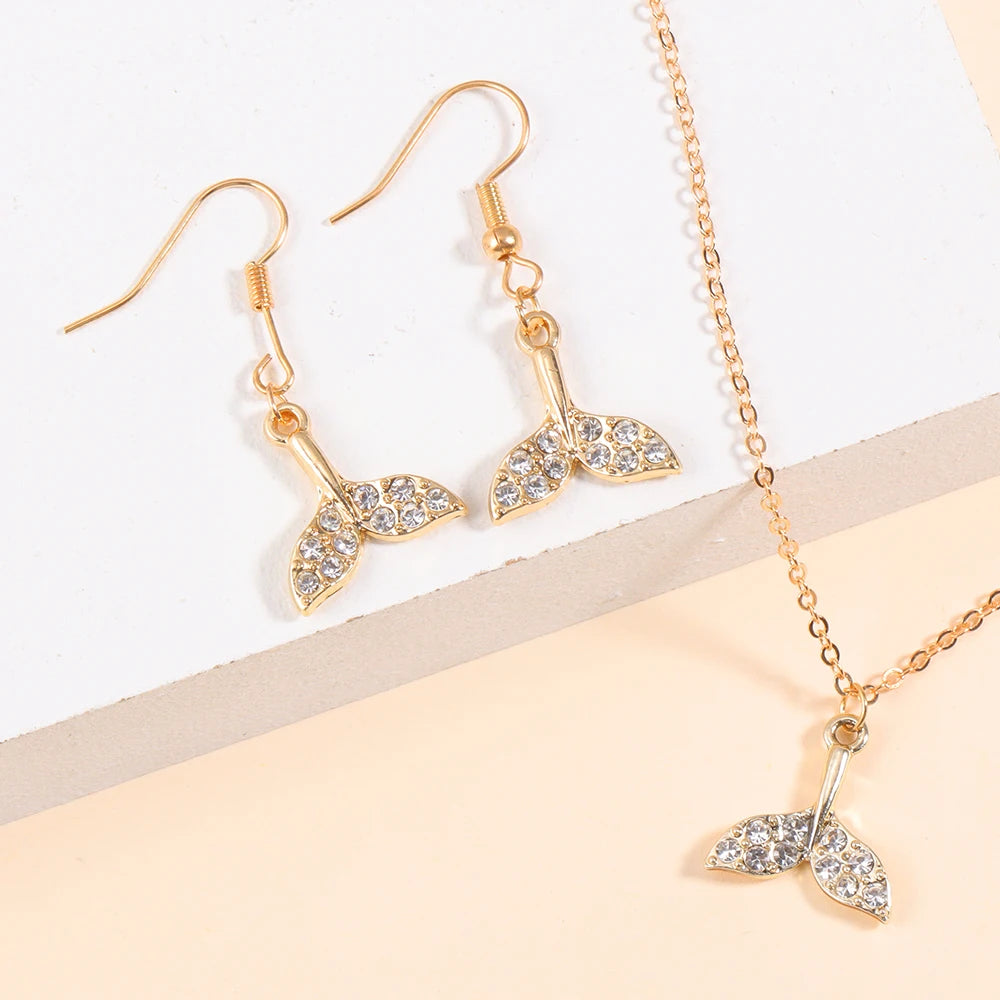 Gold/Silver Color Jewelry Set Luxury Shining Zircon Bear Crown Planet Earrings Necklace Sets For Party Anniversary Exquisite Gif