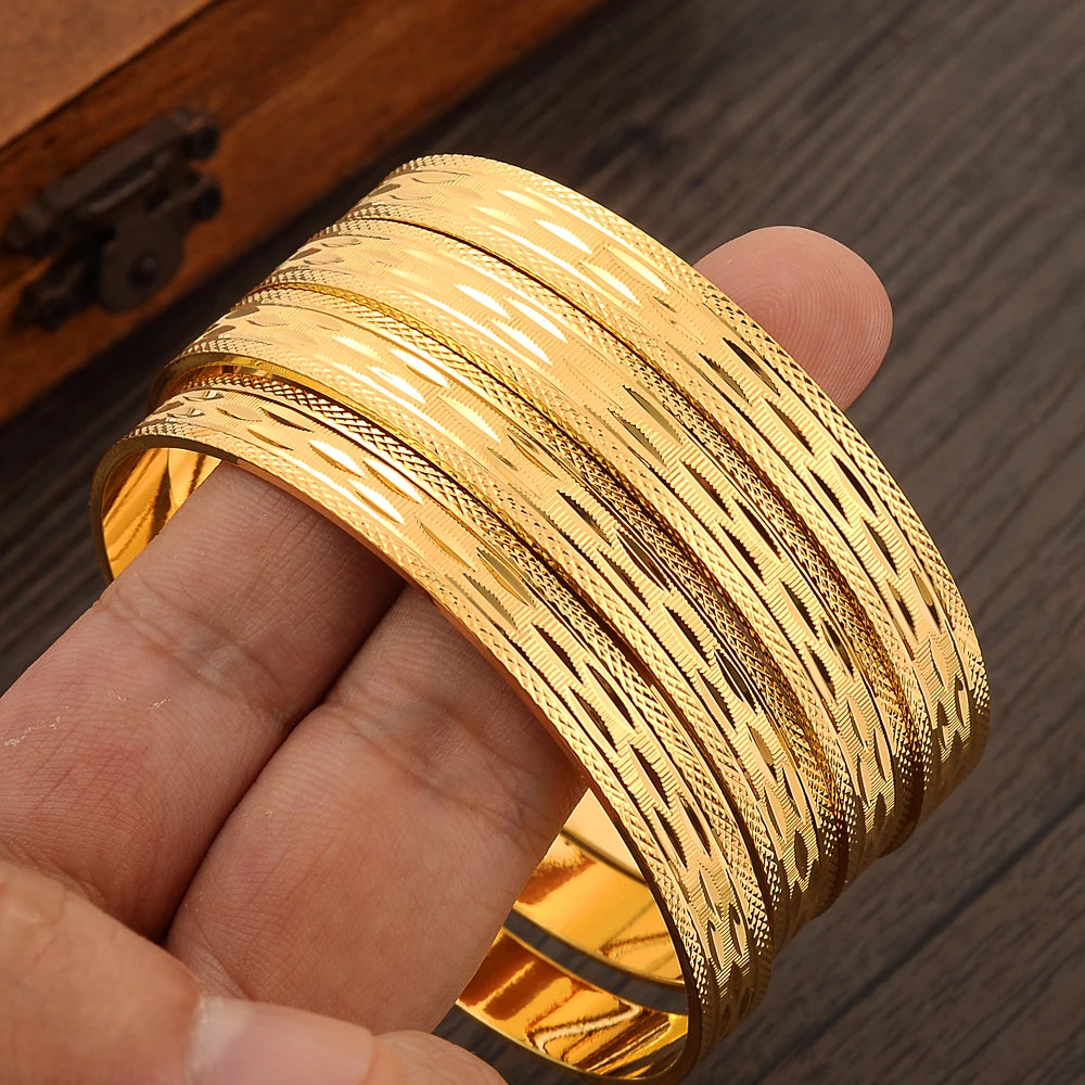 Classic Fashion 65MM Golden plating Dubai Wedding Bangles For Women Ethiopian Jewelry Indian Bracelets Birthday Jewelry Gift