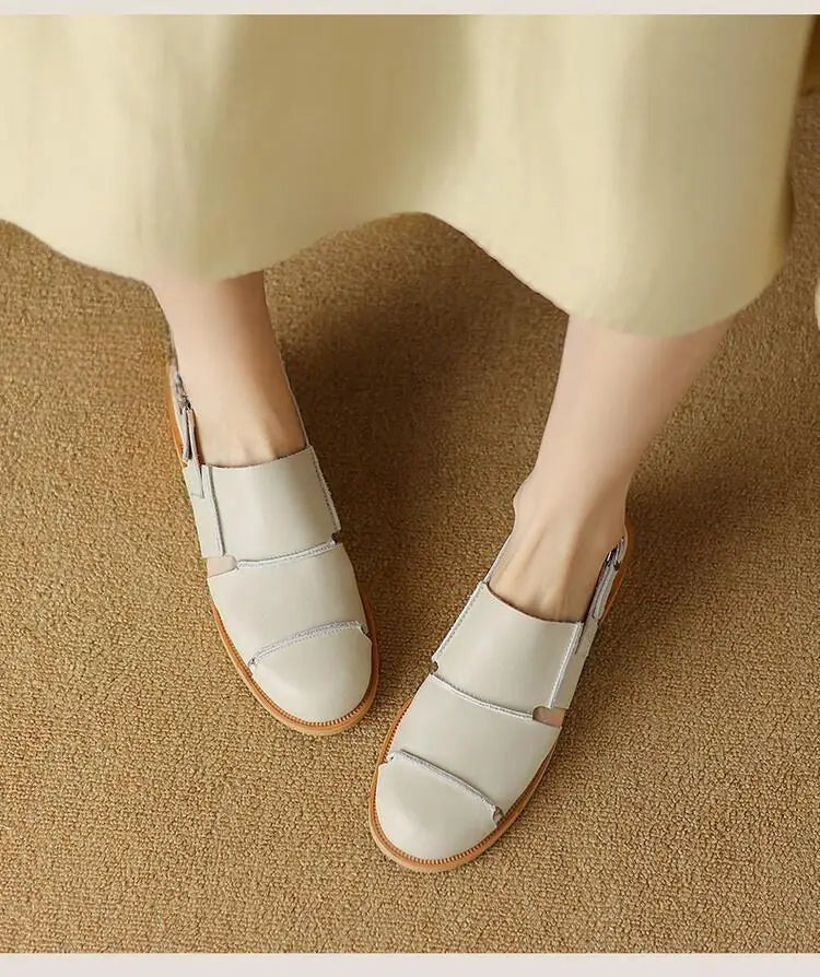 Women Sandals 2026 new Hollow Breathable Comfortable Soft Sole Low Heel Slingback Shoes Summer Fashion Versatile Casual Sandals