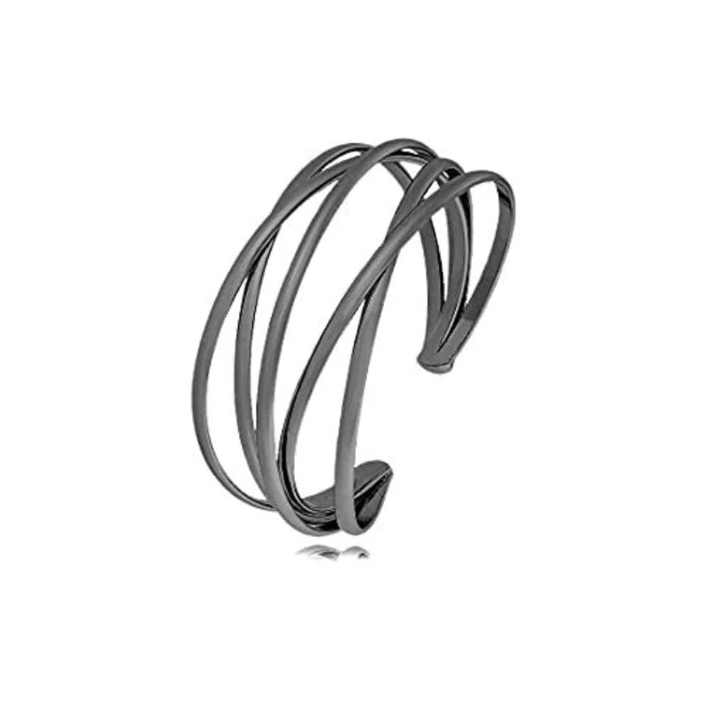 Vintage Gold Plated Hyperbolic Cuff Bangle Layered Wide Wire Statement Bracelet Bold Gift for Women