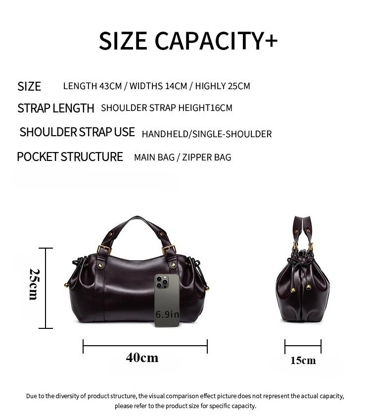 Women's Crossbody Simple Handbag Commuter Shoulder Boston Bag Stylish Versatile Work Bag Soft Polyester Interior