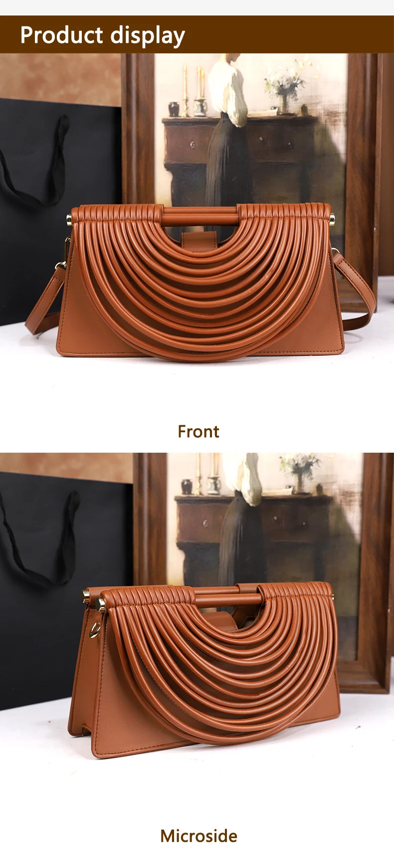 The 2025 new hand-held woven bag with lines is a unique, high-end, individual and fashionable handbag for women