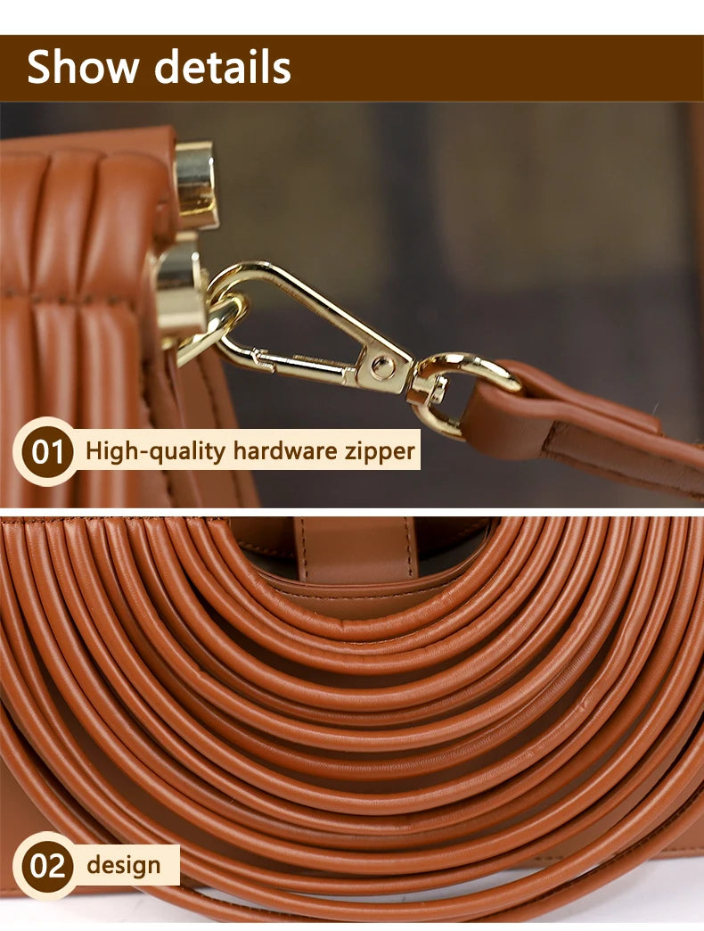The 2025 new hand-held woven bag with lines is a unique, high-end, individual and fashionable handbag for women