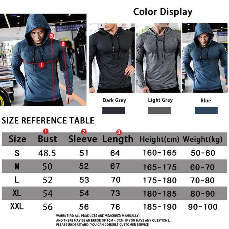 2026 Mens Fitness Tracksuit Running Sport Hoodie Gym Joggers Hooded Workout Athletic Clothing Muscle Training Sweatshirt Tops