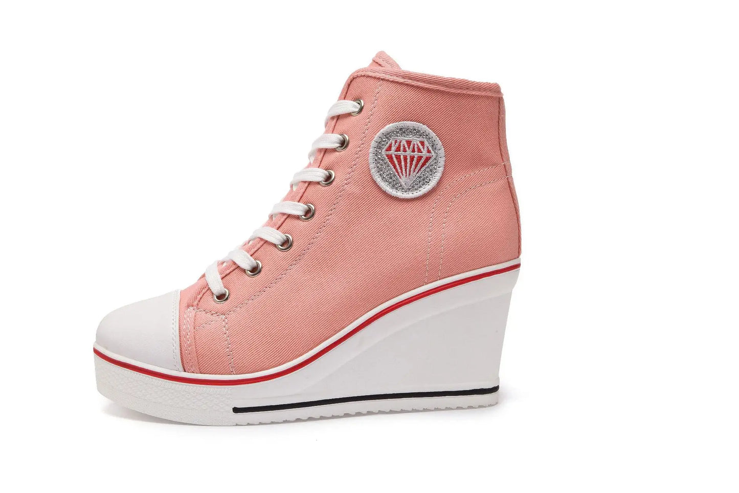 Wedge Heel Casual Shoes for Women New Canvas Shoes Side Zipper High Heel Lace Up Shoes Woman's Heightening Platform Sneakers