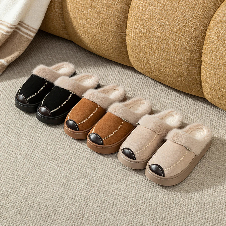 Fashion Women Slippers Winter Soft Thick Soled Indoor and Outdoor Warmth Comfort Breathable Non Slip Casual Couple Home Shoes
