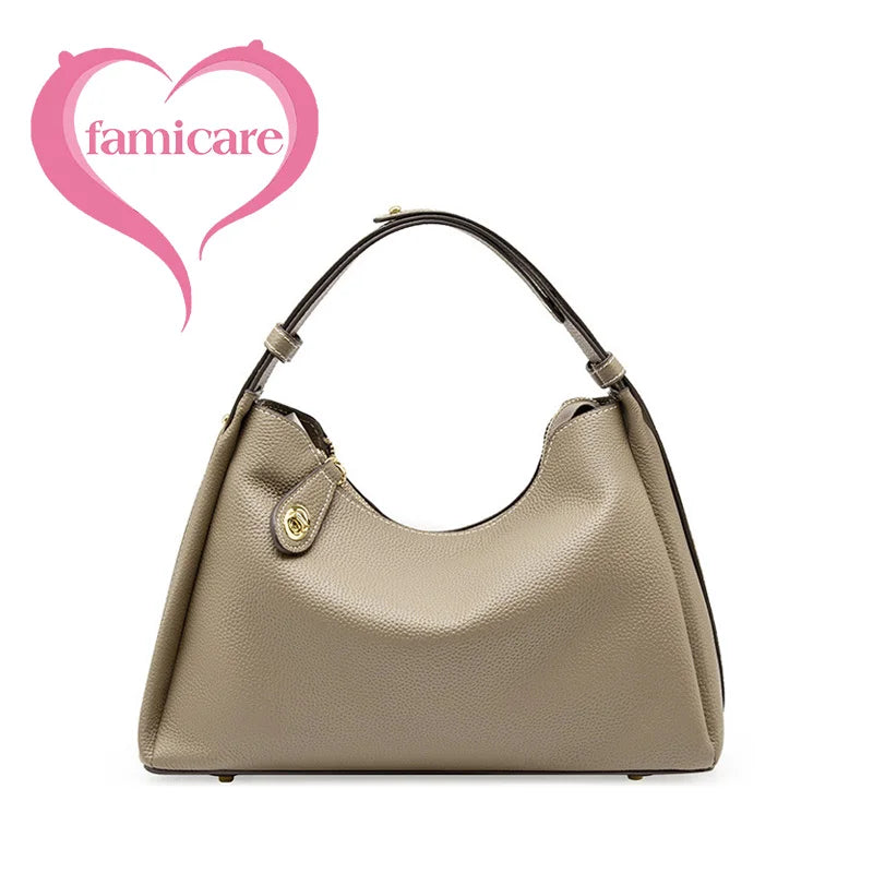 Women's Handbag 2025 New Top Grain Leather Boston Bag Unique Shoulder Crossbody Bag Vintage Commuting Versatile Handheld Tote