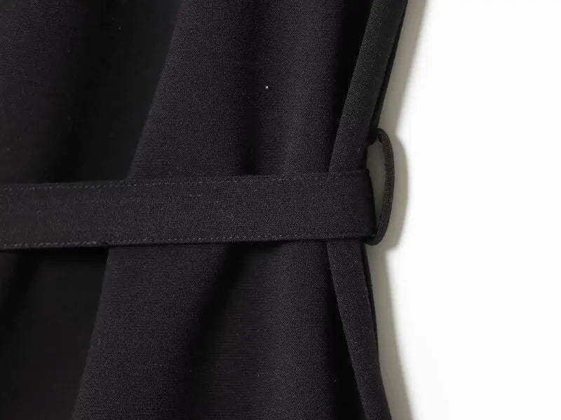 Elegant Black Sleeveless Blouse for Women with Belt Summer Casual Tank Top Back Zipper Work Office Wear Casual Daily Outfits Top