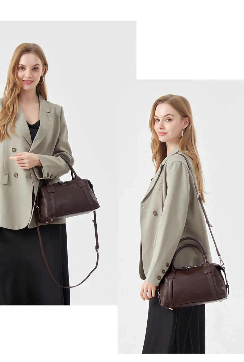 2026 New Women's Fashion Genuine Leather Handbag Female Large Capaci Luxury Designer Boston Totes Bag Shoulder Crossbody Bag