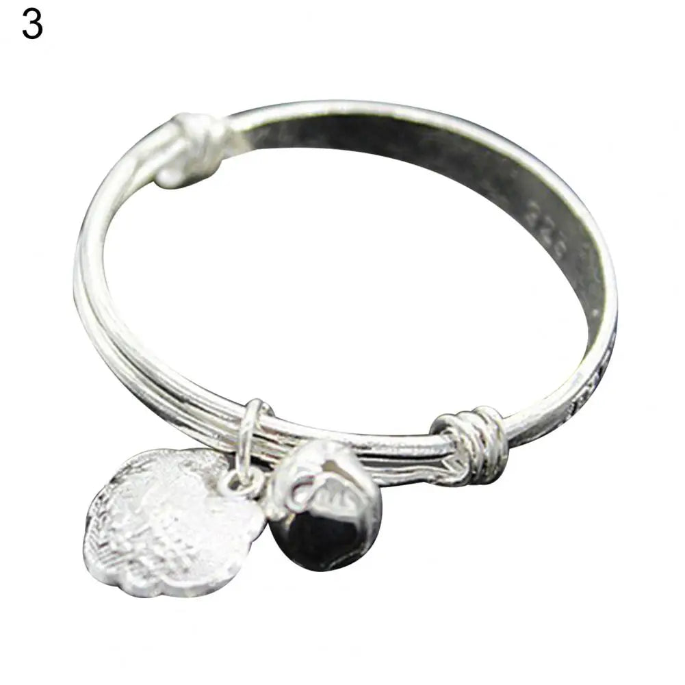 Jewelry Bangle Bracelet Adjustable Embossing Design Bell Pendant Baby for Toddler