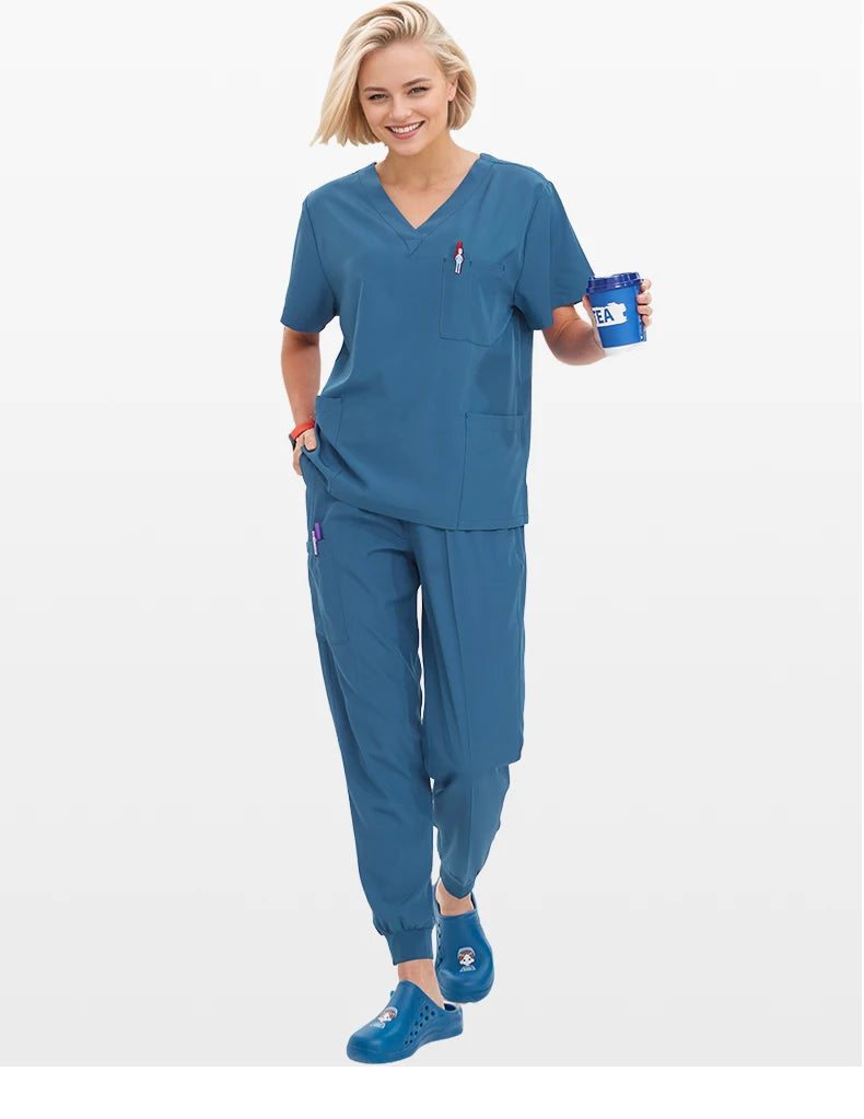 Summer Medical Scrubs Hospital Uniforms Doctor Nurse Workwear 4-way Stretch Pet Clinic Nursing Suits Dentist Working Clothes S21