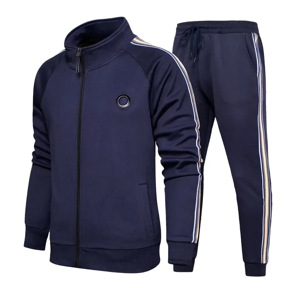 2026 Tracksuits Running Sets Men's Sportswear Autumn Winter 2 Pieces Sweatshirt+Pants Brand Blue Jogging Clothes Sports Suit