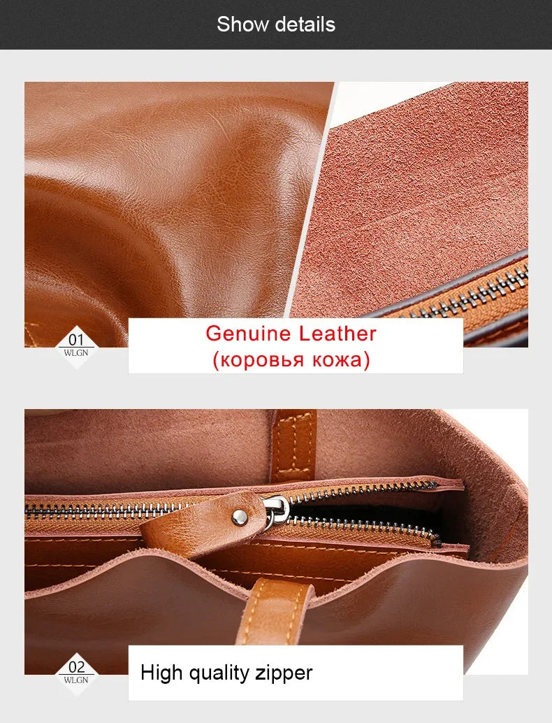 Real Leather Women's Handbag Fashion Top-handle Bags Ladies Tote Bag Minimalist Wallets Shoulder Tote Bag Portable Shopping Bag