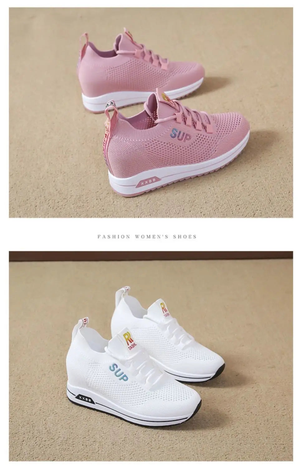 2025 Women's Wedges Shoes Platform Shoe Spring Breathable Casual Shoes Woman Fashion Sneakers Height Increasing Vulcanize Shoes