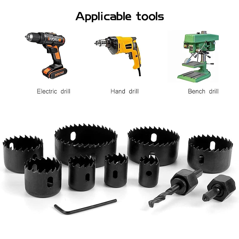 11pcs/set Hole Saw Cutting Set Kit Tools 19-64mm with Case for thin wooden board