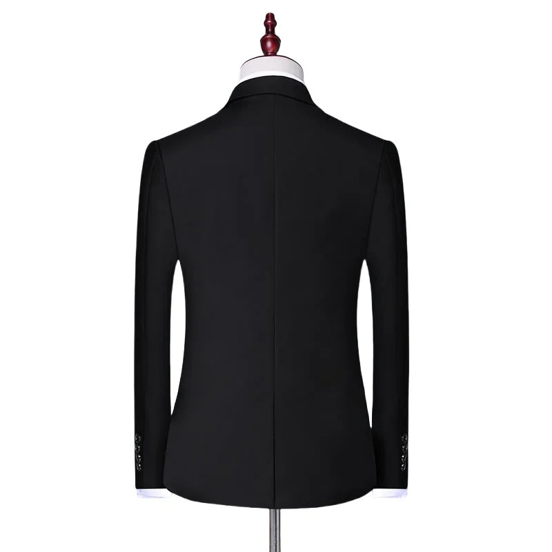 Suit Outdoor(Blazer+ Vest + Pants) Men's Formal Wedding Best Man Working Gentleman Fashion Slim Solid Color Business Office Suit