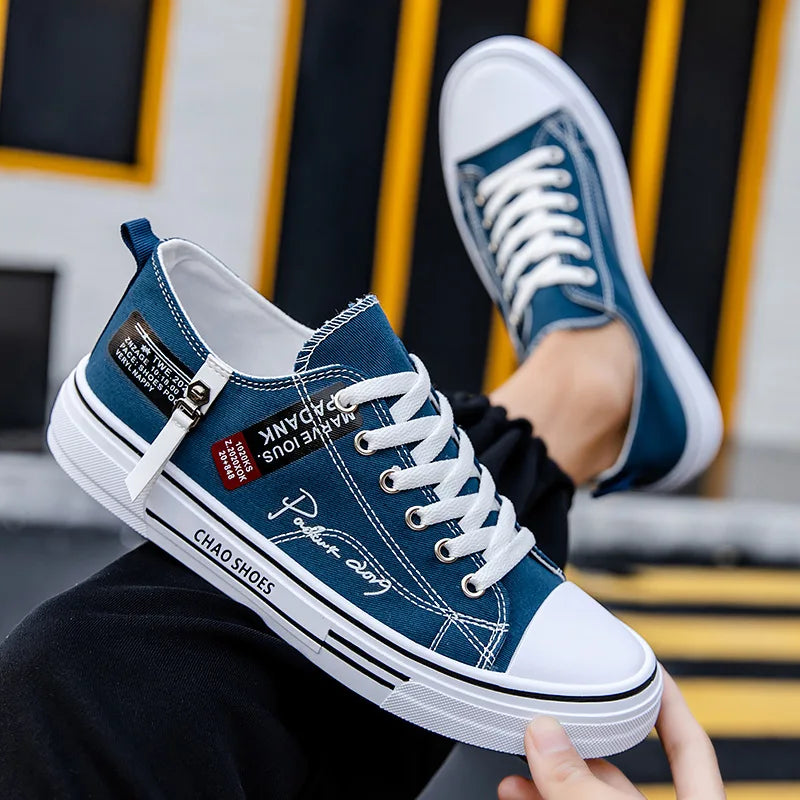 2025 Summer Men's Canvas Sneakers Low-Top Casual Breathable Shoes for Teen Trendy Lightweight Youth Streetwear Comfort Footwear