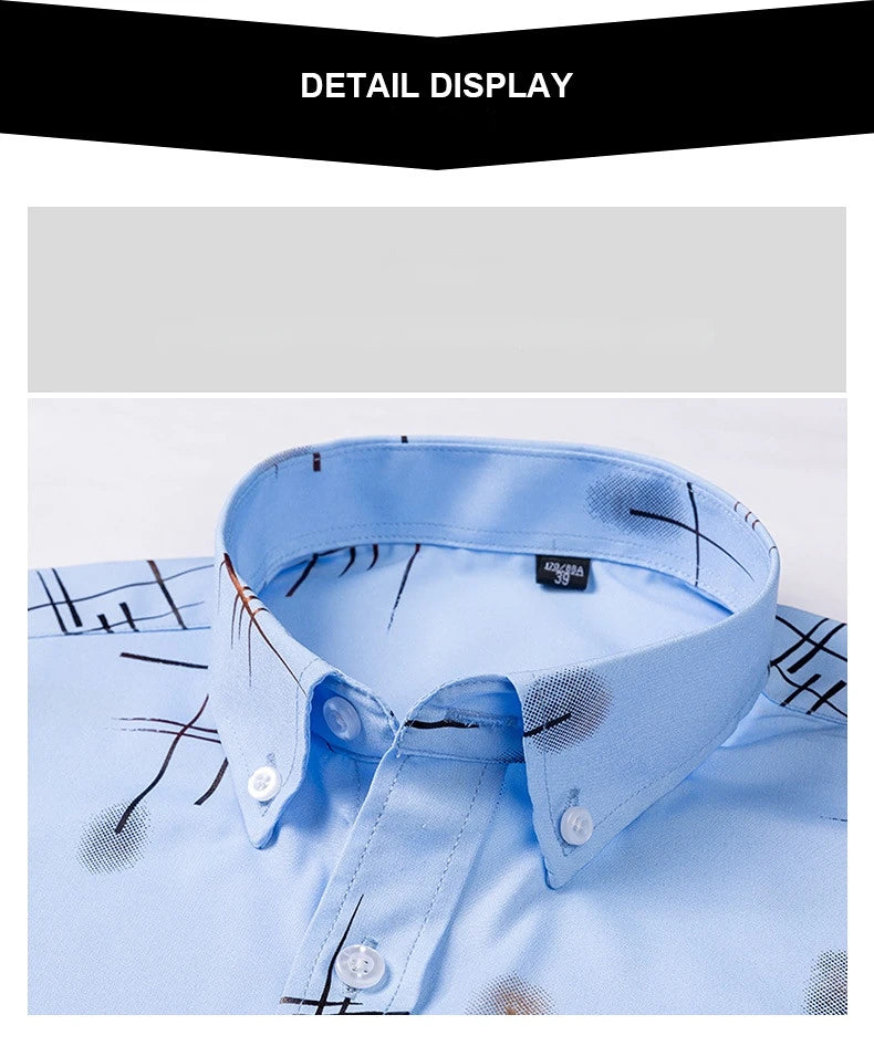 Men's Dress Shirts Spring Autumn Latest Hot Sale Non-iron Anti-wrinkle Business Casual Print Thin Plaid Slim Fit chemise homme