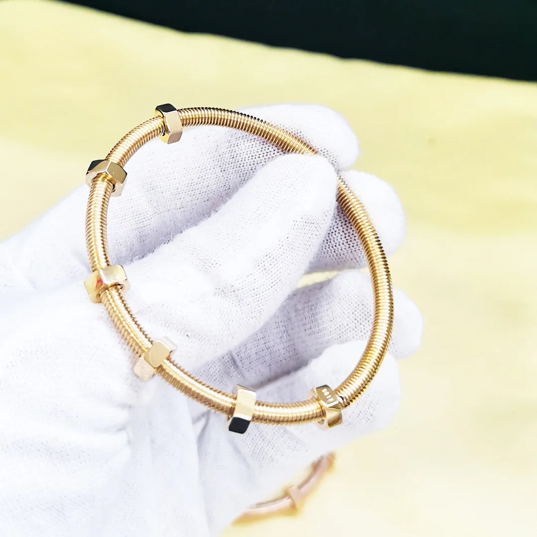 Trendy Round Cubic Zirconia Bangles For Women Men Gold Color Silver Color Stainless Steel Crystal Bangle Party Jewelry