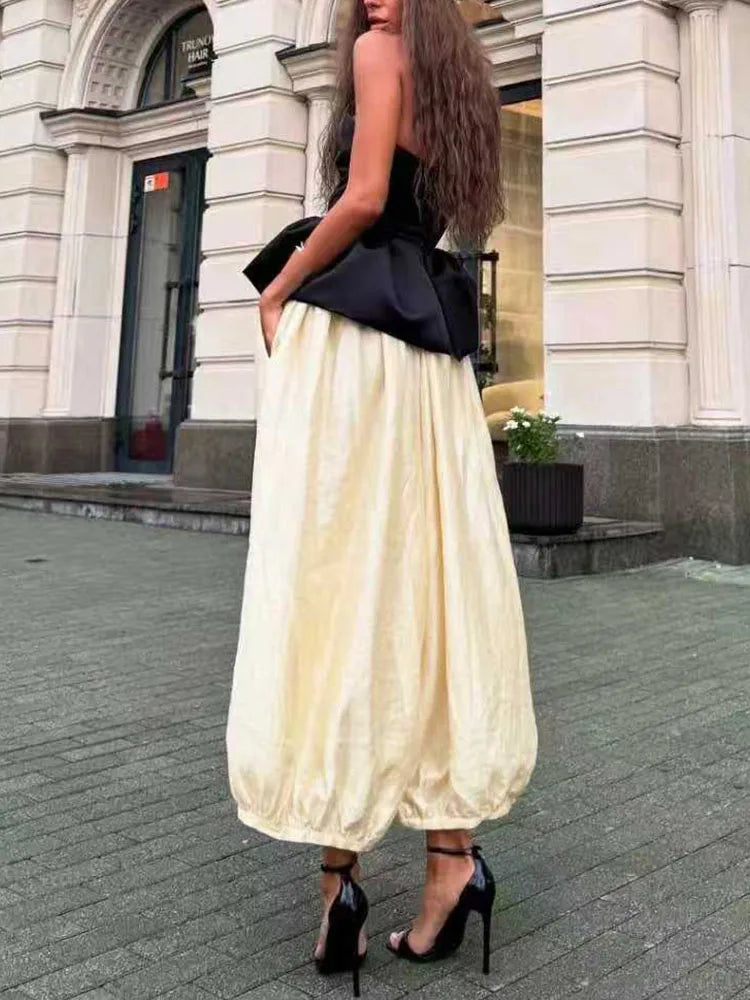 Ladies Sexy Strapless Top And Pants Two Piece Set New Summer Off Shoulder Slim Fit Party Suit Elegant Temperament Solid Outfit