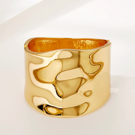 2025 Punk Hip Hop Wide Asymmetric Bangles Bracelets For Women Statement Alloy Bangles Men Jewelry Femme Accessories Manchette