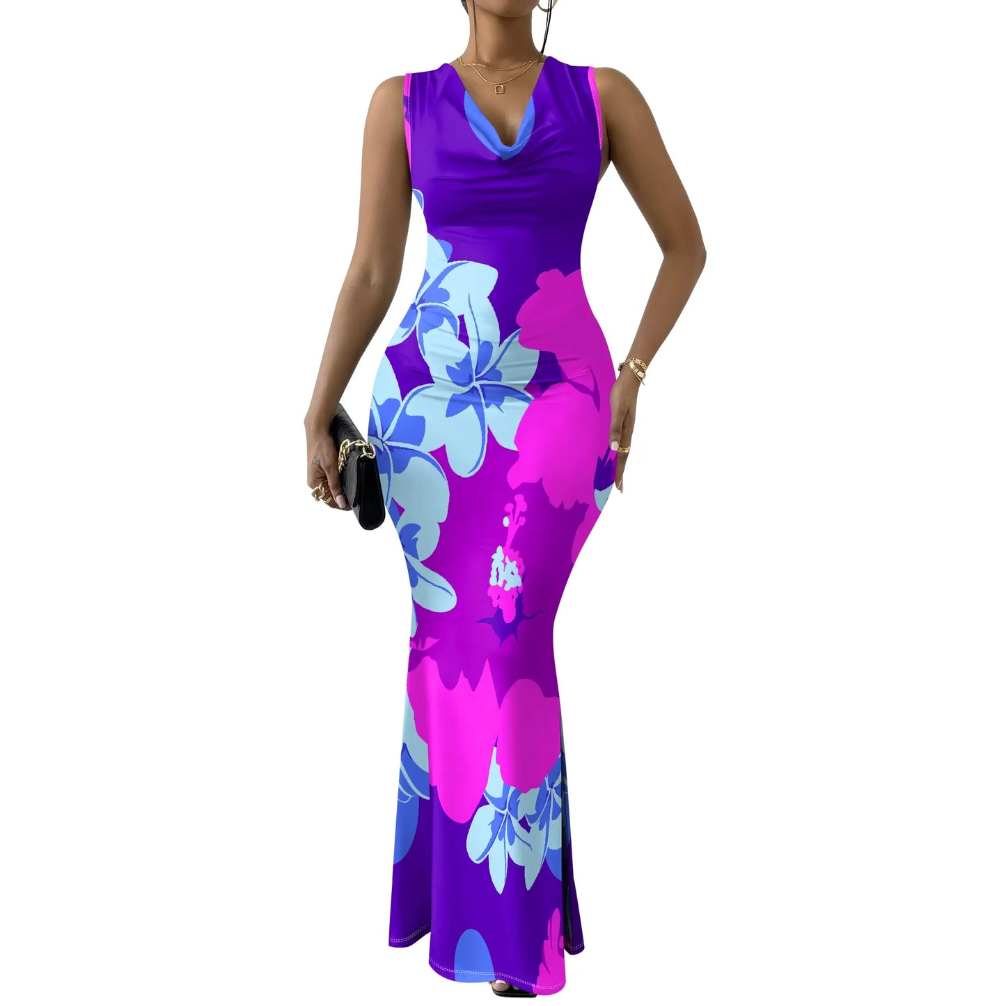 Womens Sexy Casual Dresses Colorful Geometric Off-Shoulder Maxi Dress  Artistic Party Evening Resortwear Swing Neck Dress