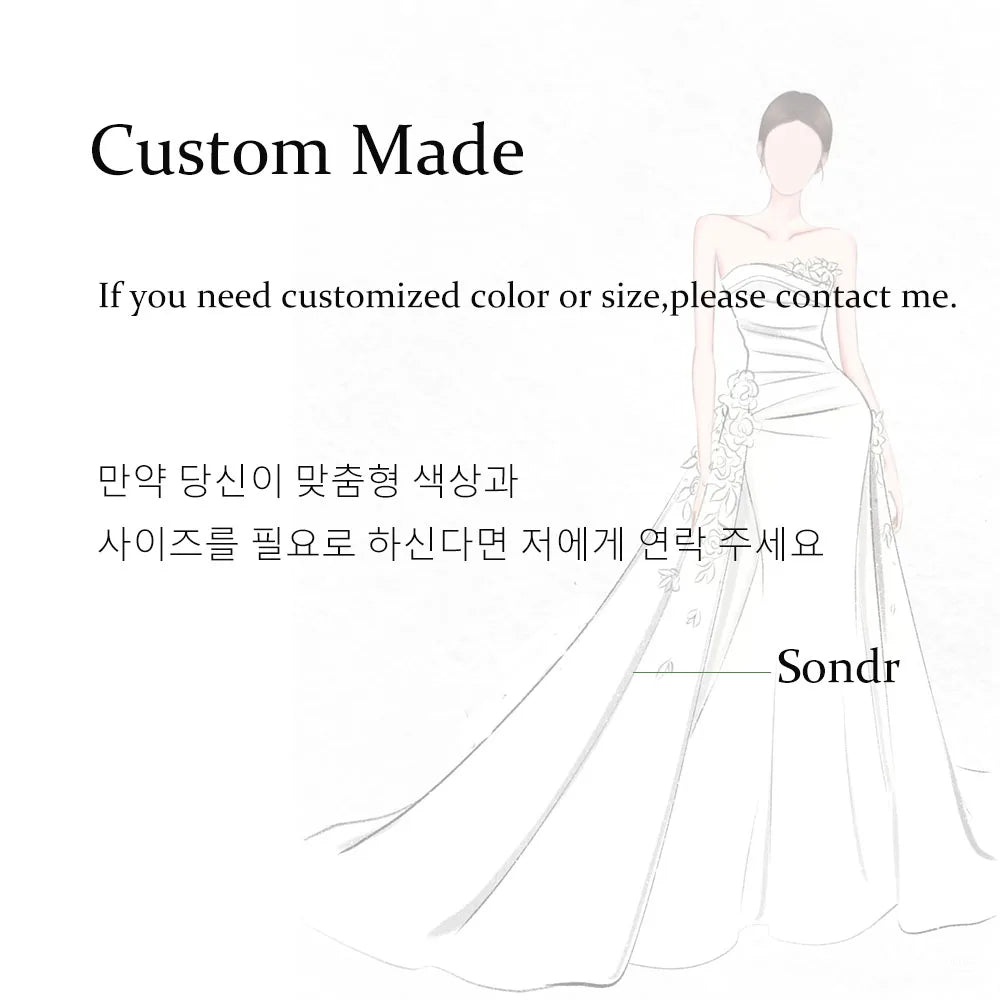 Sondr Simple A-Line Korea Wedding Dresses Photo Shoot Strapless Satin Sleeveless Floor Length Bridal Gowns Customized Corset