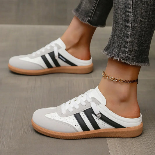Women Mules Shoes Sports Round Toe Flat Female Footwear Casual Sneakers Clogs Platform Summer Slip on Creeper Baotou Slippers