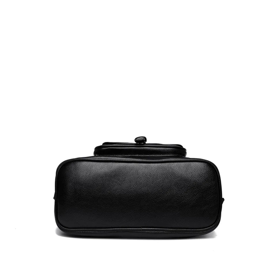 Women's Casual Tote Soft Leather Handbag Luxury Designer Shoulder Crossbody Hand Bag Ladies Shopping Sac Front Double Zipper