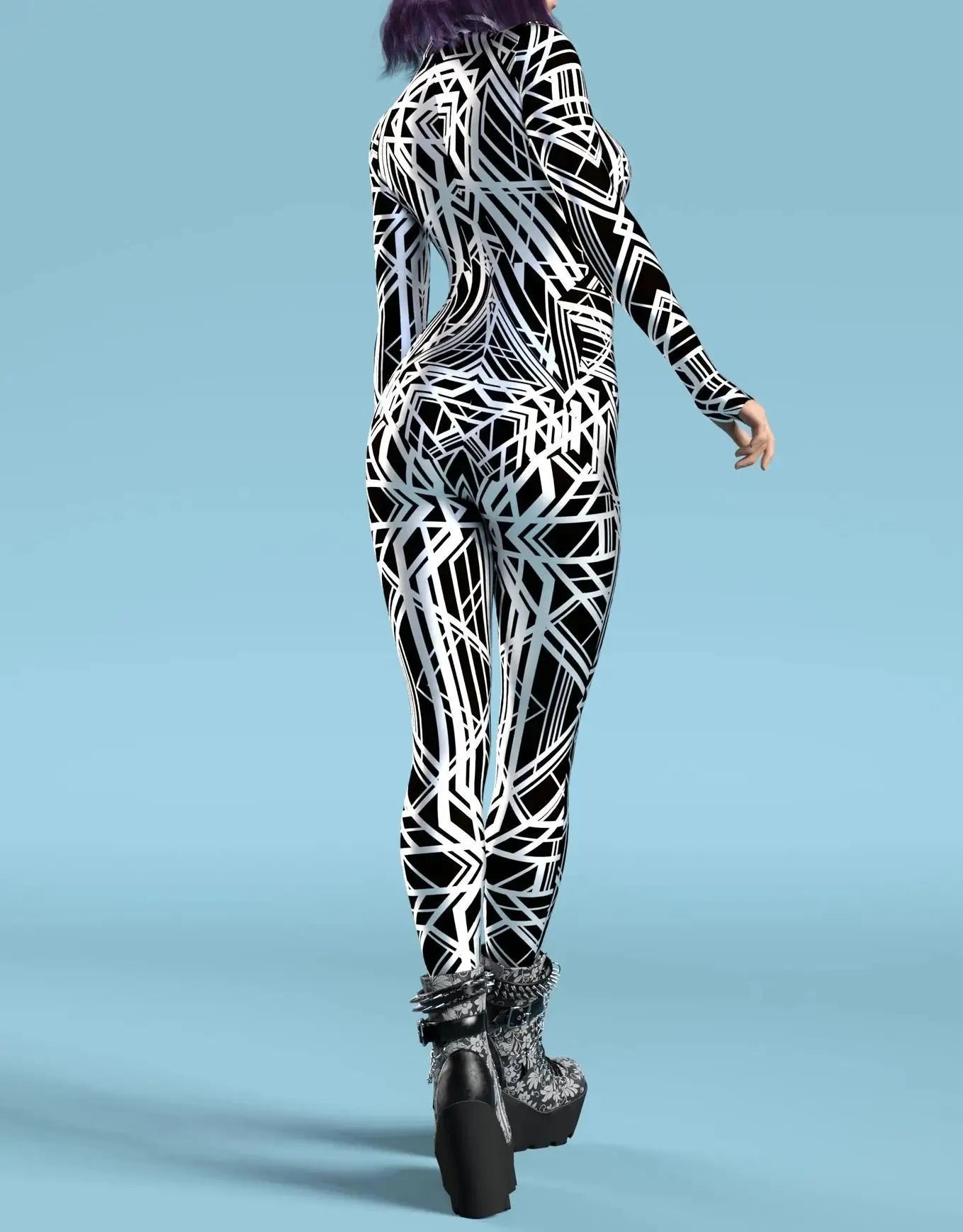 UR1 Women Jumpsuit Dense Color Dots 3D Pattern Adults Halloween Cosplay Costume Party Jumpsuits Carnival Bodysuit Monos Mujer