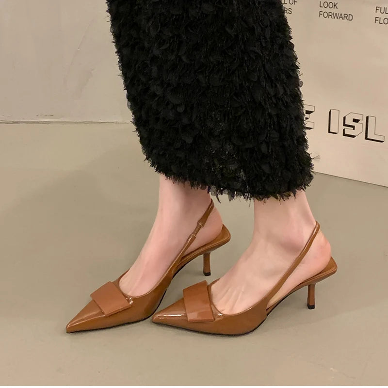 2026 Summer High Heel Women Sandals Fashion Pointed Toe Singbacks Shoes Design Style Banquet Party Sandalias Shoes