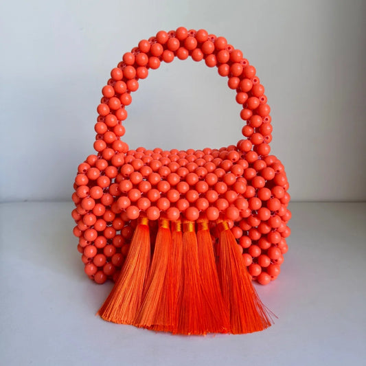 Fashion New Beaded Handbags For Women Handmade Trendy Portable Purse Party Beading Bag Tassel Shoulder Tote Bags With Fringe