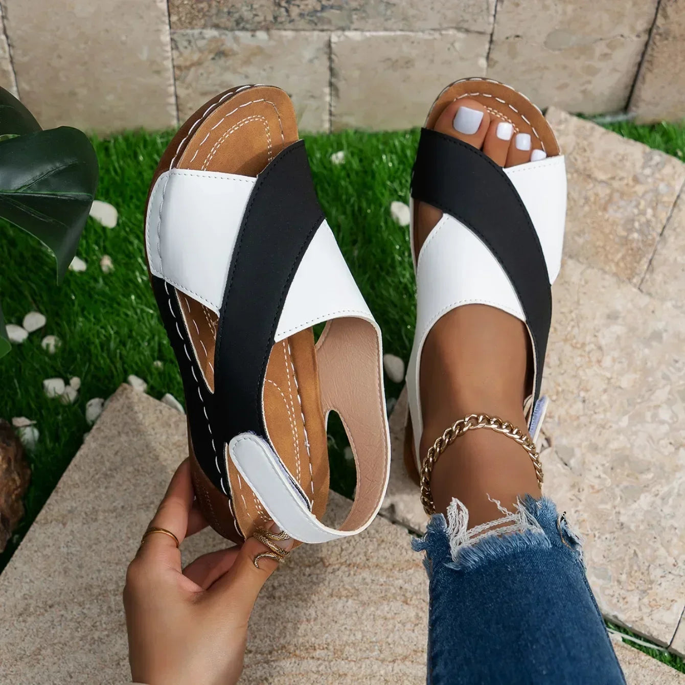 2025 Women Wedges Sandals Summer Fashion Sandals Lightweight Casual Sandals Shallow Outdoor Beach Shoes Women Sandalias De Mujer