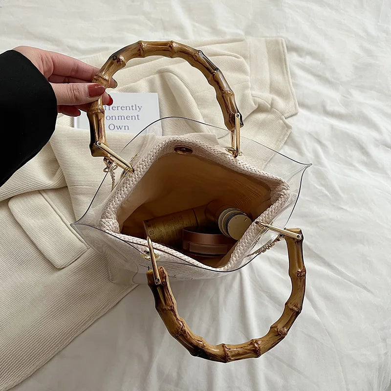 Large Capacity Women PVC Handbags High Quality Ladies Transparent Beach Tote Shoulder Messenger Bags Casual Chain Crossbody Bag