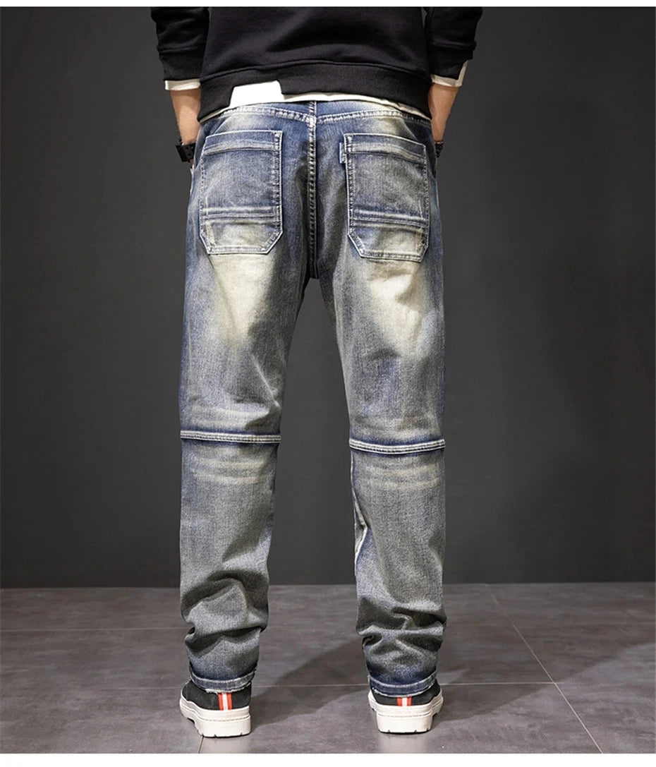 2024 Autumn and Winter New Jeans Fashion Street Jeans Men's Retro Punk Jeans Large Size 42 44