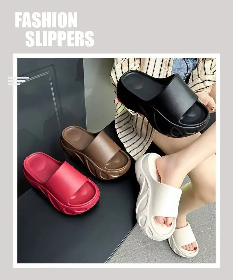 2025 New Women Sandals Women Slippers Black Wedge Platform Open Toe Women Orthopedics Thick Bottom Beach High Heels Slides