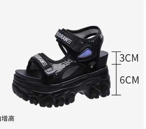 New Women Summer Wedge Sandals Transparent PVC Crystal Chunky Platform Shoes Woman Rainbow Thick Bottom Sandalias
